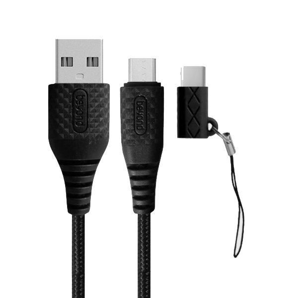 کابل تبدیل USB به microUSB/USB-C بیاند مدل Beyond BA-305 طول 1 متر